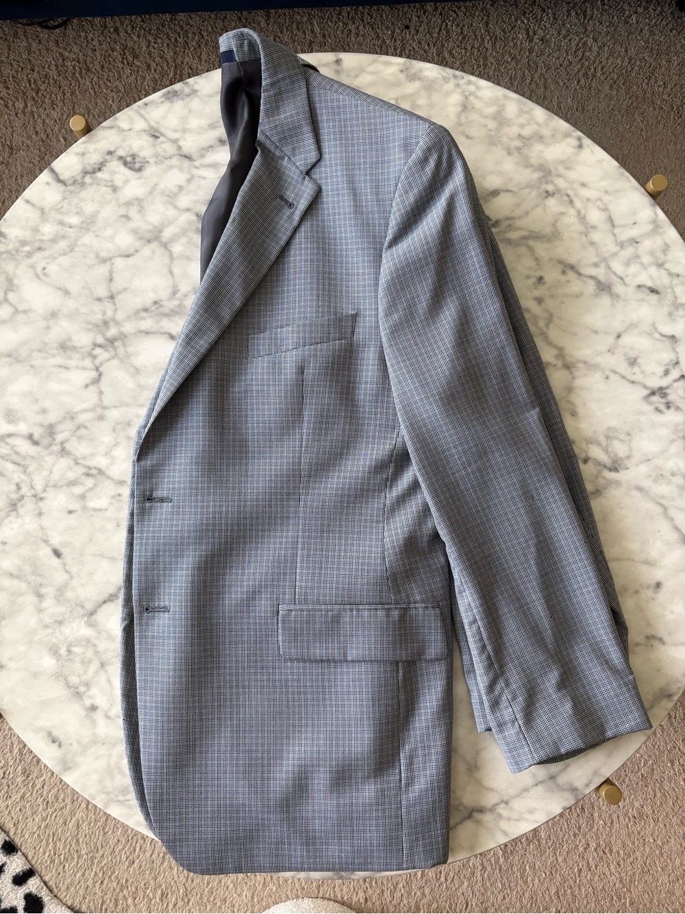 Loro Piana Light Blue & Gray Micro-Houndstooth Sport Coat